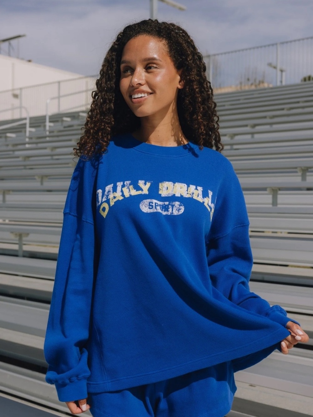 Daily Drills Reversible Oversized Sport Thermal - Cobalt Blue Size M/L NWOT